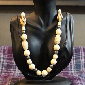 Acrylic Faux Stone and Shell Beaded Necklace